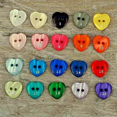 Heart Buttons Crafts Card Making Sewing And Craft 20 Pcs Per Colour BT20 • £2.75