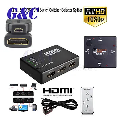 3/5 Port 1080P HDMI Switch Selector Switcher Splitter Hub+Remote For PS3 HDTV • $1.27
