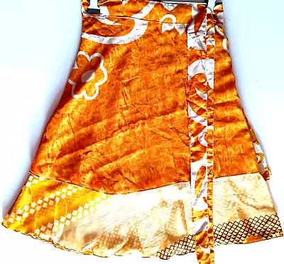 Vintage Sari Magic Wrap Skirts Multicolor Bohemian Hippie Skirt Mini Skirt • $19.40