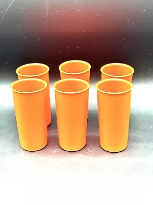 6 VINTAGE Tupperware Tumblers Juice Cups Harvest Orange 4.25in • $14.88