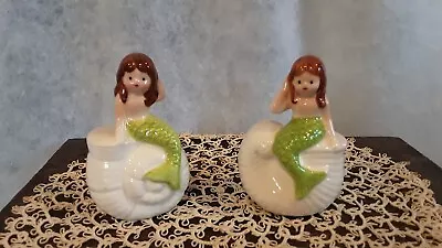 Vintage Mermaid On Shell Salt And Pepper Shakers.Made In Japan. • $15