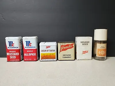 Vintage Lot 6 McCormick & French's SPICE Tins Jar Cloves Sesame Seed Allspice ++ • $7