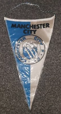 Rare Vintage Manchester City 1960s Small Blue And White Pennant With Club Crest • £12