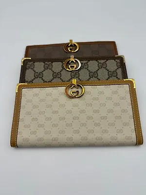 Gucci Vintage Checkbook  (front Wallet On Photo) ~  Genuine • $100