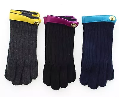 Coach Women's Winter Gloves Merino Wool With Leather Trim 82823 MSRP $78 • $39.99