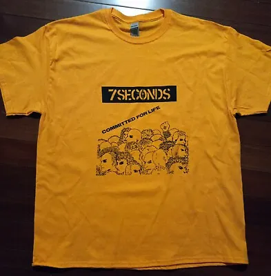 Small Rare 7 SECONDS Committed For Life Punk T SHIRT  • $13.99
