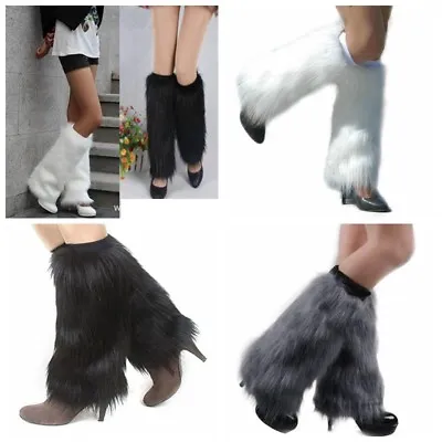 £7.99 • Buy Ladies Fashion Boot Cuff Fluffy Soft Furry Faux Fur Leg Warmer Boot Toppers 40cm