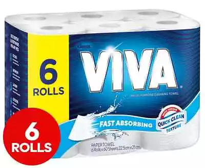 6xVIVA Paper Towels Hand Towel White Tissue Paper Rolls Sheet Home Kitchen • $12.45