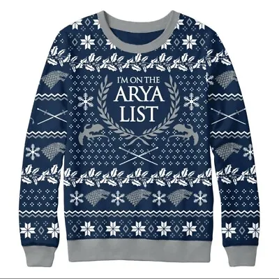 $36.99 • Buy GAME OF THRONES Arya List Christmas Sweater From Game Of Thrones