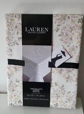 LAUREN RALPH LAUREN Cream Multi Floral Tablecloth Oblong 60x104  SEAT 8-10 New • £28