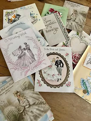 Lot 40+ Vintage Wedding Bride & Groom Greeting Cards  1950's Great Graphics • $10.27