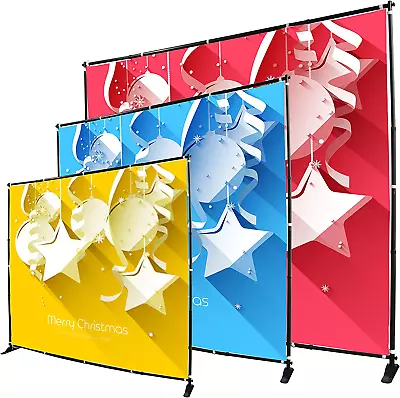 8X8Ft Telescopic Banner Stand Step And Repeat Adjustable Backdrop Wall Exhibitor • $82.99