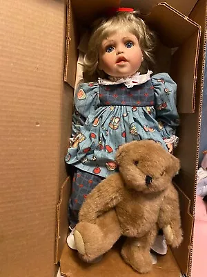 Dolls By Jerri 1994  MINT  Hard Vinyl Pouty Toddler W/bear Box 20” • $99.95