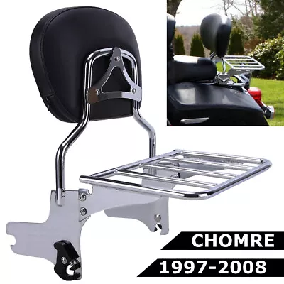 $95.95 • Buy For 97-08 Harley Road King Electra Street Glide Sissy Bar Backrest &Luggage Rack
