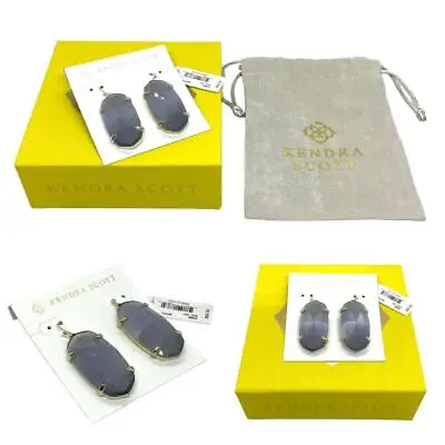 Brand New KENDRA SCOTT Gray ESME EARRINGS Gold Plated With Box & Jewelry Bag • £45.71