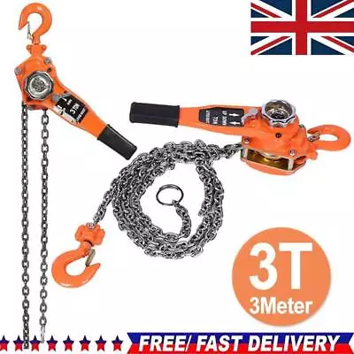 Lever Block Chain Hoist Ratchet G80 Puller 3000kg Capacity 3 M LifterUK • £86.99