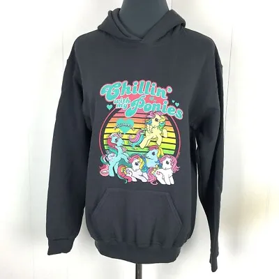 VINTAGE My Little Pony Hoodie Sweatshirt M Gray Cotton Pullover 38x25 • $21.18