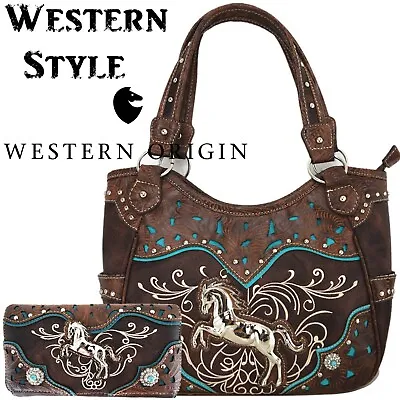 Western Horse Handbag Concealed Carry Purse Women Country Shoulder Bag Wallet • $23.95