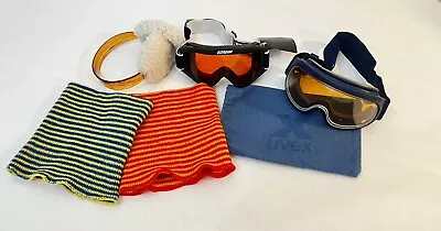 Vintage Winter Ski Lot Of 6 BOLLE & Gordini Goggles Bag 2 Neck Gaiters Earmuffs • $24