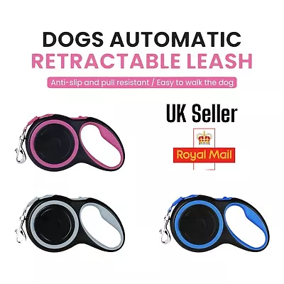 Retractable Dog Lead Extending Leash Tape Cord 5m Max 20kg Small + Medium Pooch • £10.99