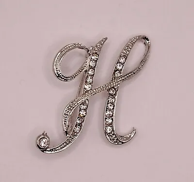 £4.80 • Buy Diamante Silver Initial Letter H Fashion Brooch Pin Brand New FREE P&P