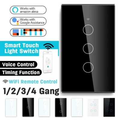 $26.93 • Buy Touch WiFi Switch 1/2/3/4 Gang Smart Home RF Light Wall Panel For Alexa Google