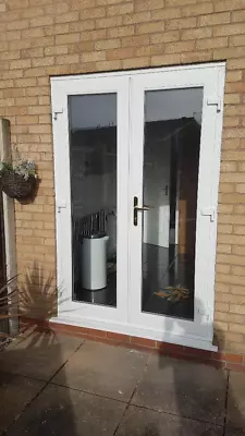 White Upvc French Doors Open In 0r  Out Locks Handles Clear Glass Free Delivery • £190