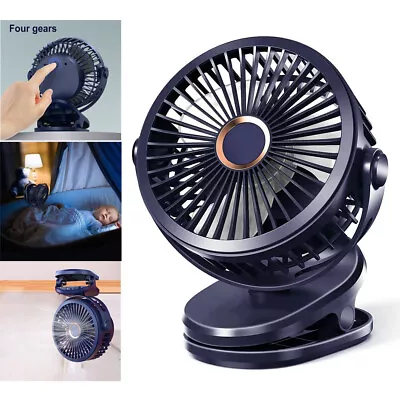 Portable 360° Mini Fan Travel USB Rechargeable Clip On Desk Pram Car Cooling Fan • $27.88