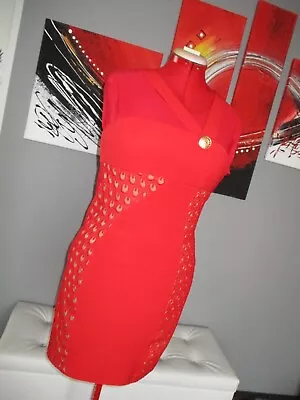 Versace H&M Red Bodycon Lace Pencil Sexy Dress US 12 • $88.68