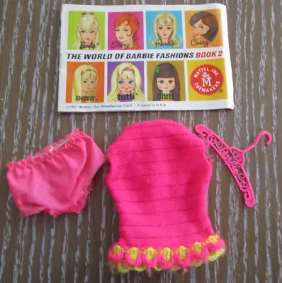 Vintage MOD Talking Barbie Doll Pink Swimsuit 1967 Fashion Booklet + Hanger • $8.99