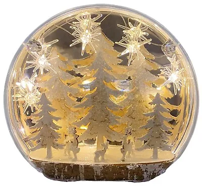 LED Light Up Christmas Dome Globe With Wooden Winter Scene Xmas Decoration • £26.99