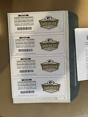 2023 Green Bay Packers Shareholder Tickets (4) • $9.99