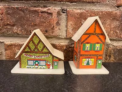 2 Vintage Alpine Putz Plastic Christmas Houses/Light Covers- See Pics! • $19