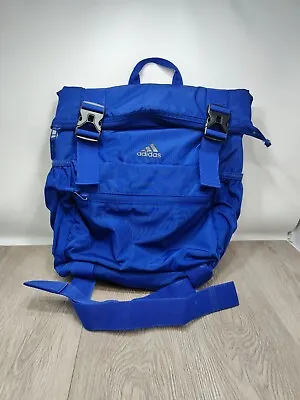 Vintage Adidas Backpack Blue Rolltop School Work Gym Yoga Spacious Circa 2018 • $35