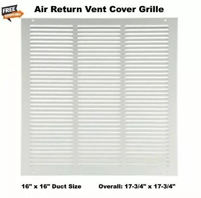 Air Return Vent Cover Grille  16  X 16  Duct Size  White Steel  Wall Ceiling NEW • $21.95