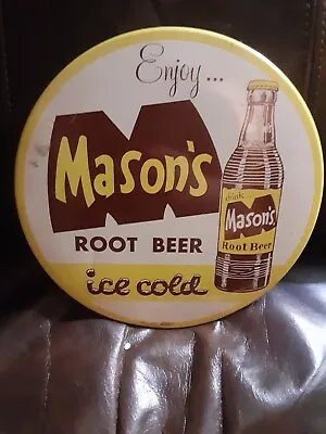 Mason's Root Beer Celluloid Toc Tin Over Cardboard Button Sign • $245