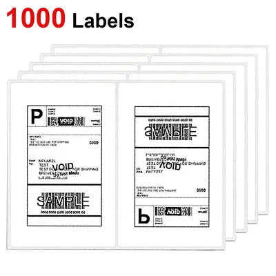 1000 Shipping Labels 8.5 X5.5  Rounded Corner Self Adhesive 2 Per Sheet Blank US • $37.99