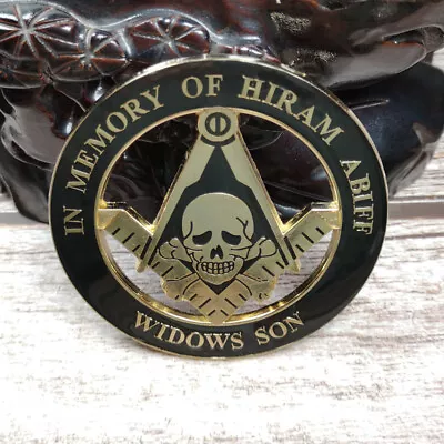 Masonic Auto Car Badge Emblems Mason WIDOWS SON IN MEMORY OF HIRAM ABIFF 3'' • $8.99