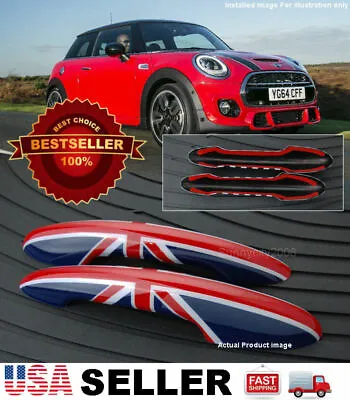 2 Pcs Union Jack UK Flag Exterior Door Handle Covers For 14-19 Mini Cooper F56 • $36.99