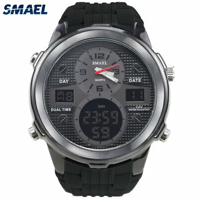 £22.67 • Buy Smael Brand Men Digital Led Watch Dual Time Gold Watches Silicone Wristwatches