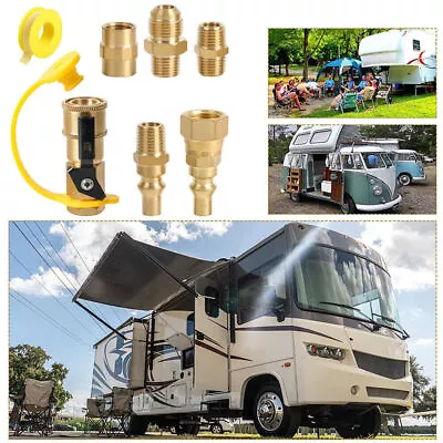 7/14Pcs RV Propane Quick Connect Fittings Adapter Valve Kit 3/8” Flare X 1/4” NP • $37.98