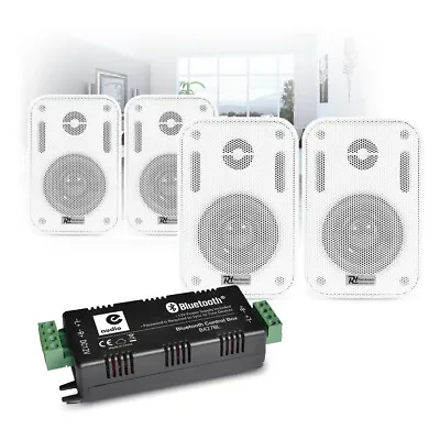 Bluetooth Amplifier & Wall Speaker Set Smart Home Audio Wireless HiFi White • £120