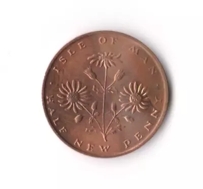 RARE 1973 ISLE OF MAN CUSHAG (COMMON RAGWORT) 1/2p COIN. MANX IoM HALF NEW PENCE • £24.99