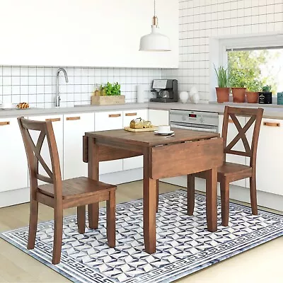 3-Piece Wood Breakfast Nook Dining Table Set W/ 2 X-back Chairs For Small Places • $695.87