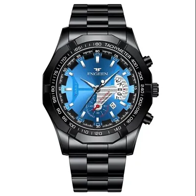 Luxury Men Stainless Steel Watch Casual Analog Date Quartz Wristwatches UK • £11.99