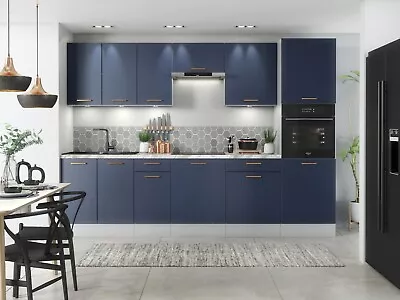 Kitchen Cabinet Set 9 Unit 300cm Navy Dark Blue Base Wall Oven Tall Housing Nora • £1244.95