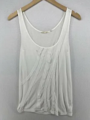 MARTIN + OSA Tank Top Womens Medium Rayon Rib Jersey Scoop Neck Sleeveless White • $6.80