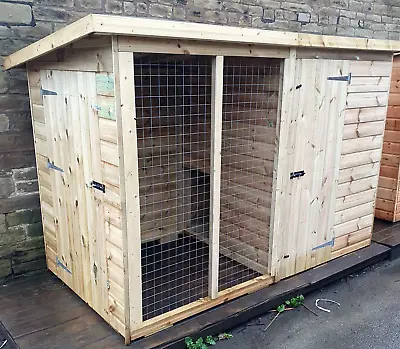 Dog Kennel And Run 8x4 Tanalised Pressure Treated Timber - FAST DELIVERY • £595