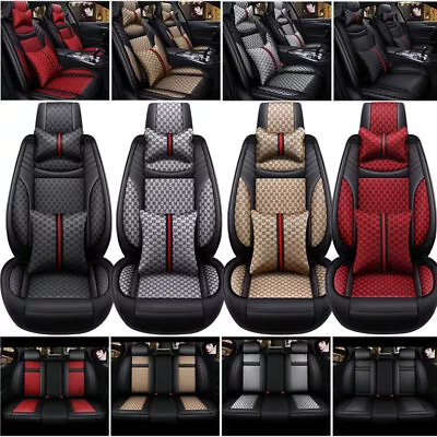 Full Set PU Leather Universal 5-Seat Car Seat Cover Protector Cushion Front&Rear • $77.46