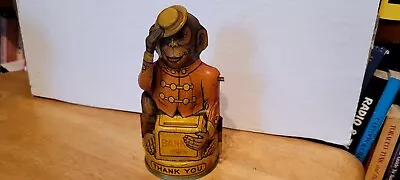 Nice Vintage J. Chein  1940's  Tin Litho Mechanical #11 Monkey  Bank #2 • $44.95